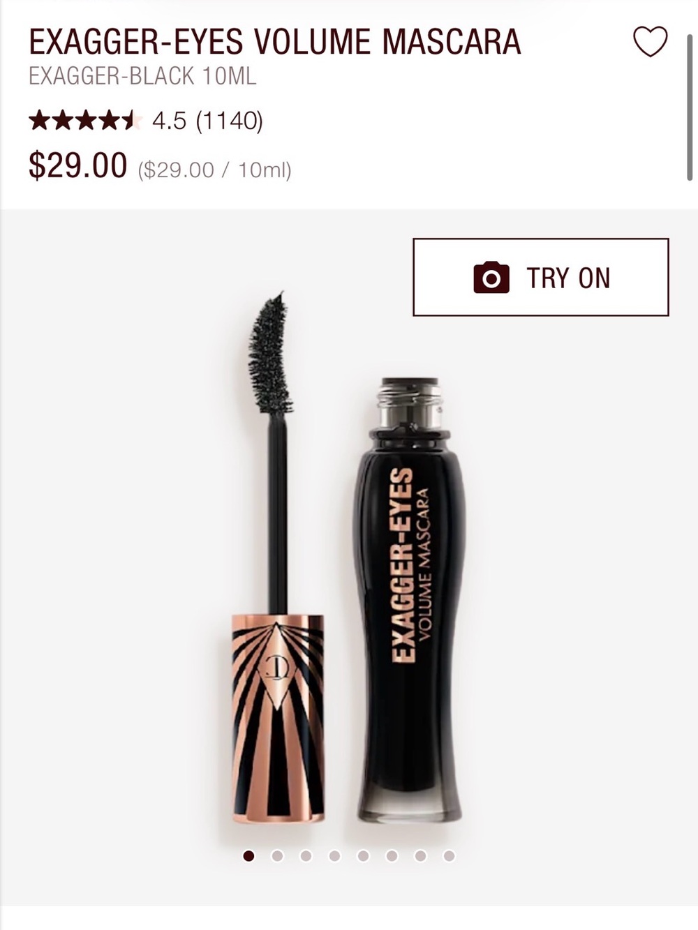 Charlotte Tilbury Exagger-Eyes Volume Mascara — Black with Rose Gold Accents
